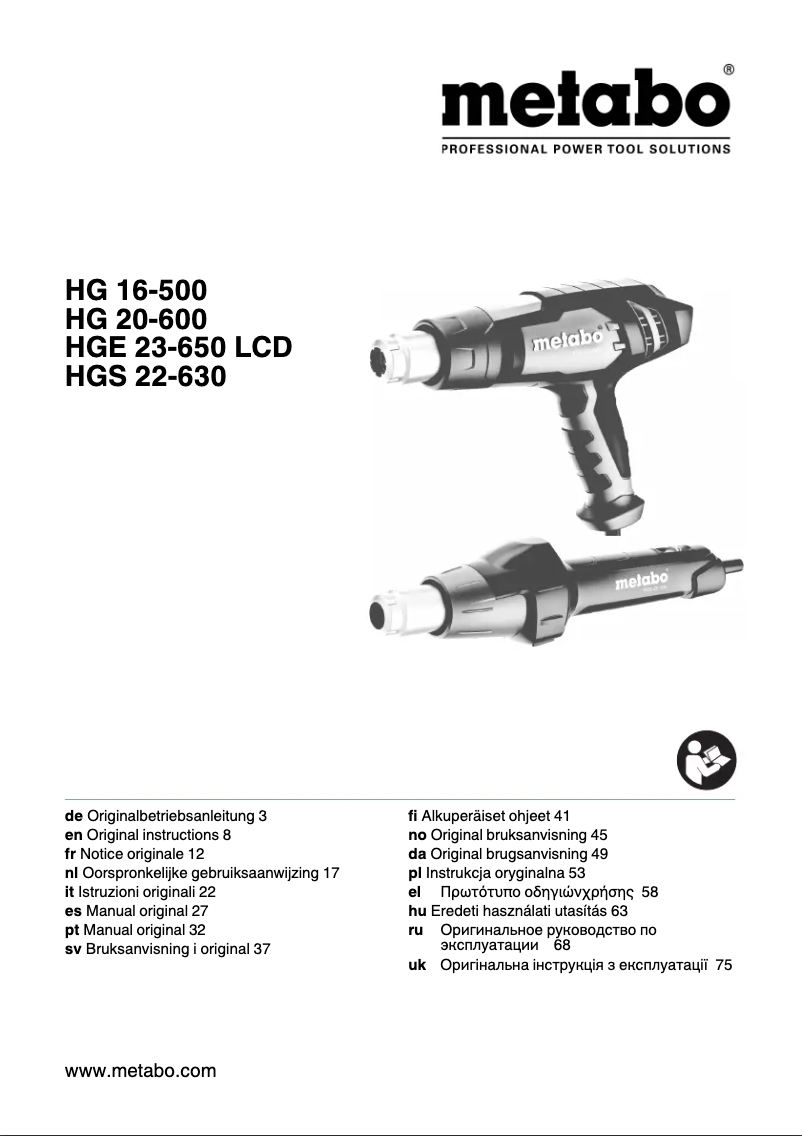 Page 1 of the manual User Manual Metabo HGS 22-630