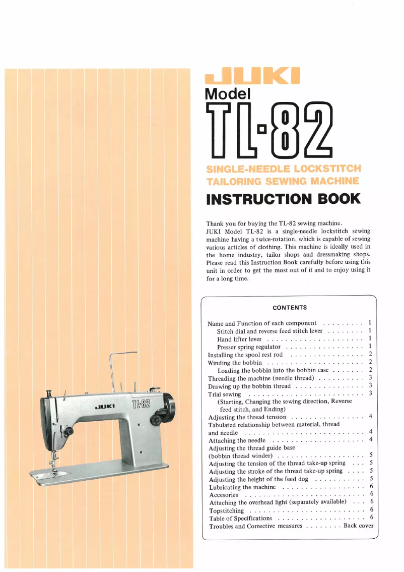 Image de la première page du manuel de l'appareil TL-82