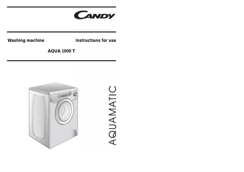 Page 1 de la notice Manuel utilisateur Candy Aquamatic 1000