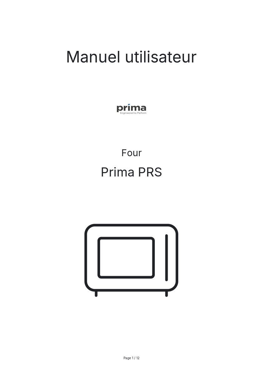 Page n°1 - Manuel utilisateur Prima PRS