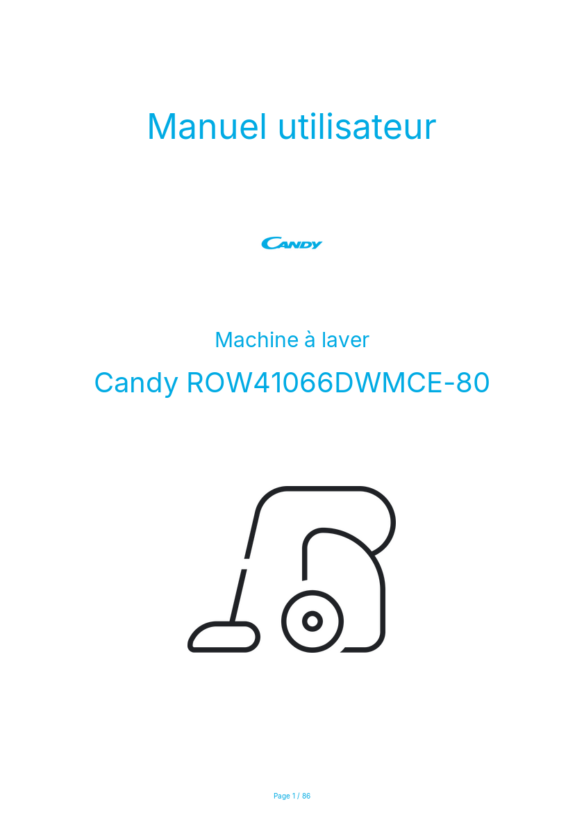 Page n°1 - Manuel utilisateur Candy ROW41066DWMCE-80