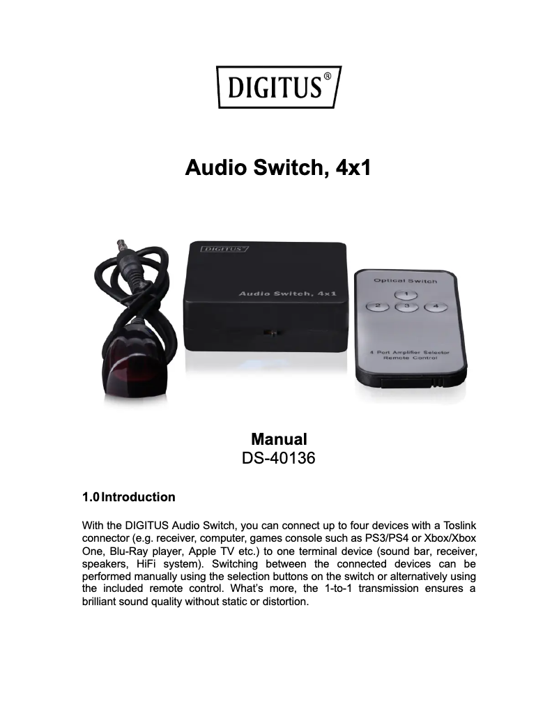 Imagen de la primera página del manual del dispositivo DS-40136