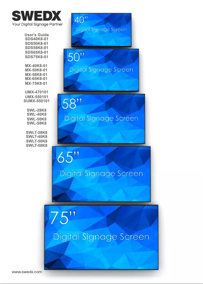 Page 1 de la notice Manuel utilisateur Swedx SWLT-50K8-A2