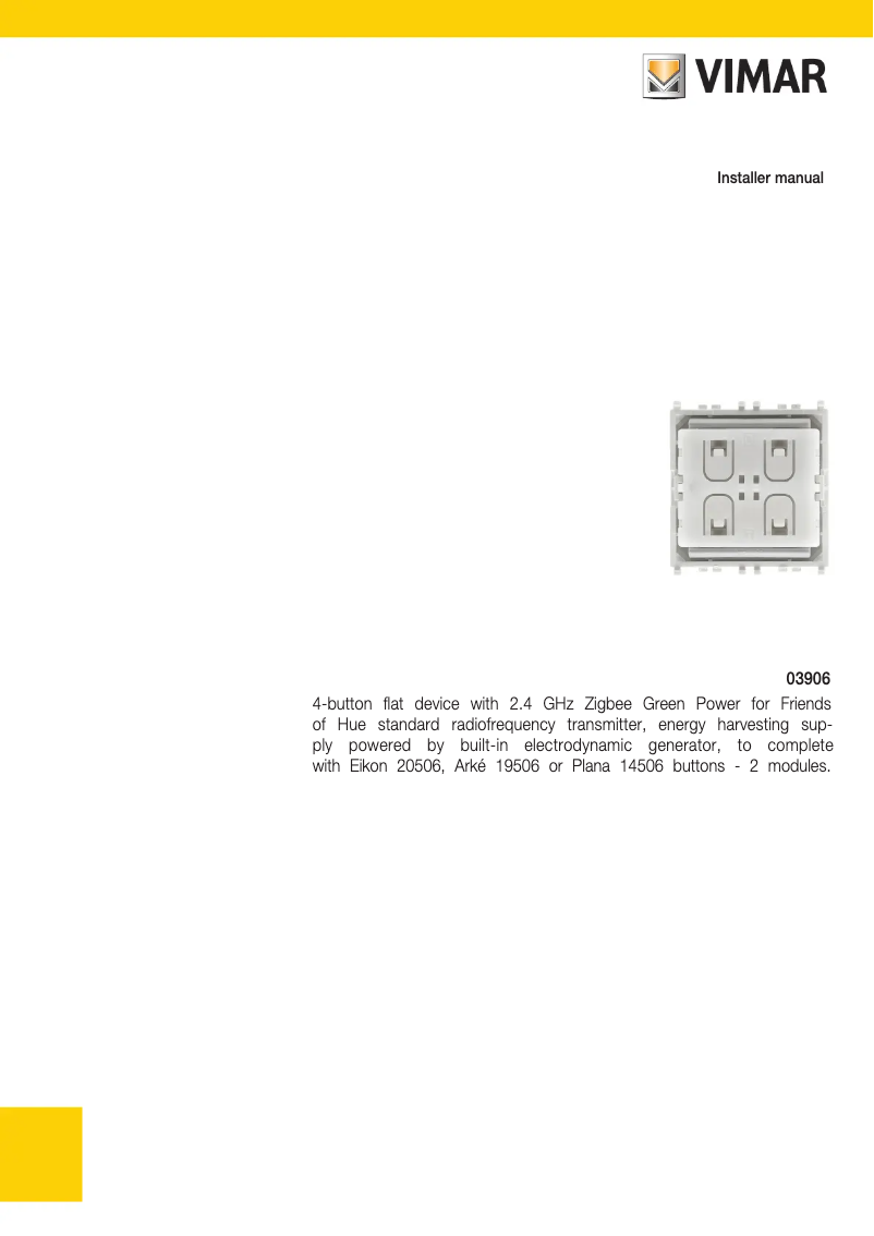 Page n°1 - Manuel utilisateur Vimar 03906