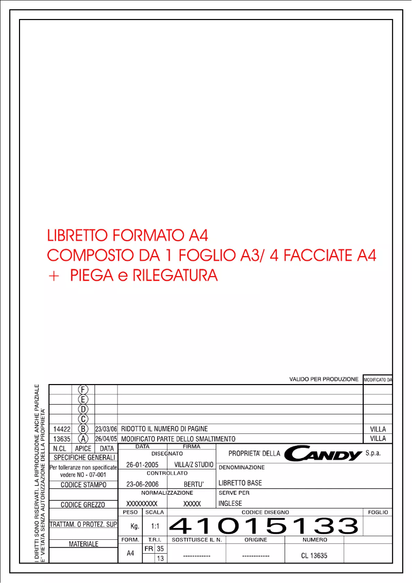 Page 1 de la notice Manuel utilisateur Candy CFL316A