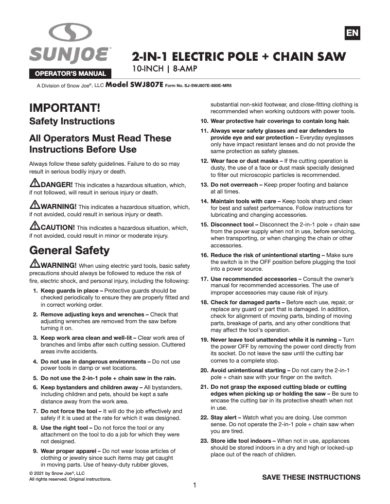 Image de la première page du manuel de l'appareil SWJ807E