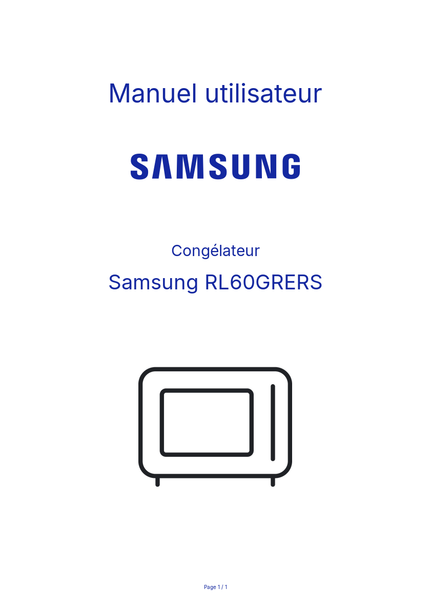 Page n°1 - Manuel utilisateur Samsung RL60GRERS