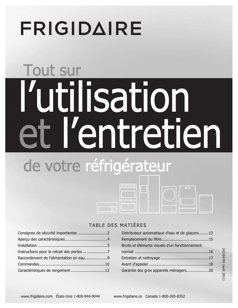 Page n°1 - Manuel utilisateur Frigidaire FGUS2642LF