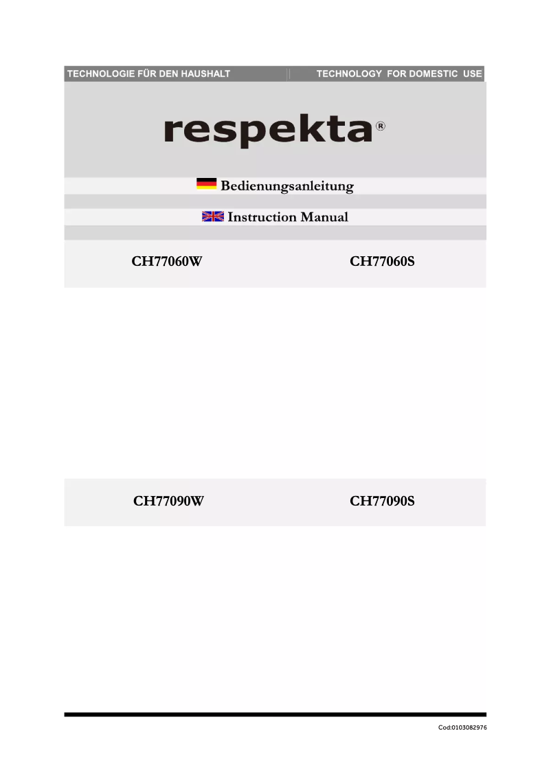 Page 1 de la notice Manuel utilisateur Respekta CH77090S