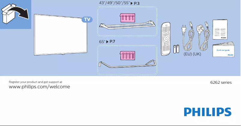 Page 1 de la notice Guide de démarrage rapide Philips 55PUT6262