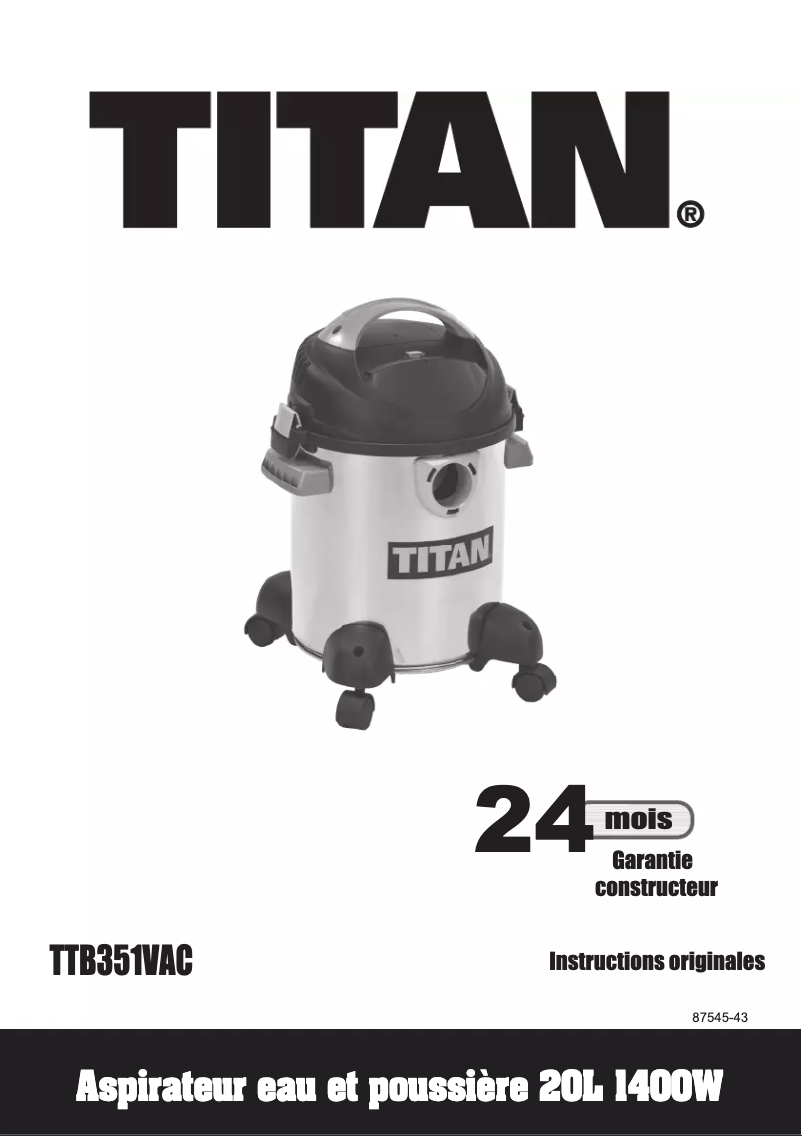 Page n°1 - Manuel utilisateur Titan TTB351VAC