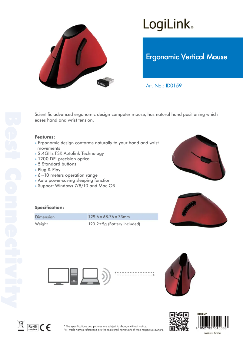 Page 1 de la notice Manuel utilisateur LogiLink ID0159