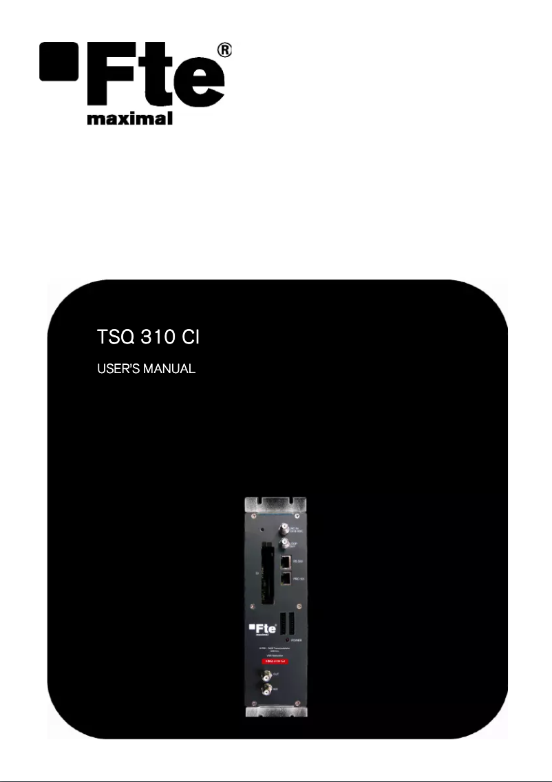 Página 1 del manual Manual de usuario Fte maximal TSQ 310 CI