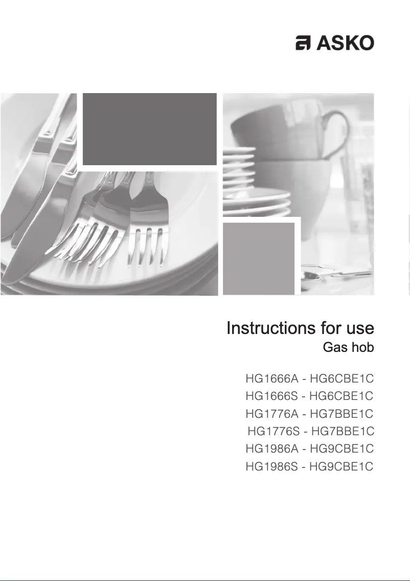 Page 1 de la notice Guide d'installation Asko HG1776SD