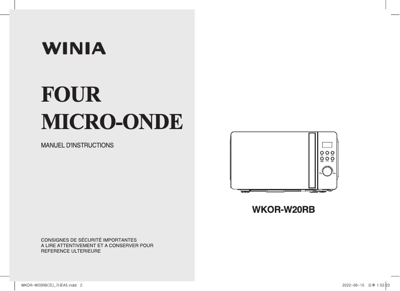 Page n°1 - Manuel utilisateur Winia WKOR-W20RB