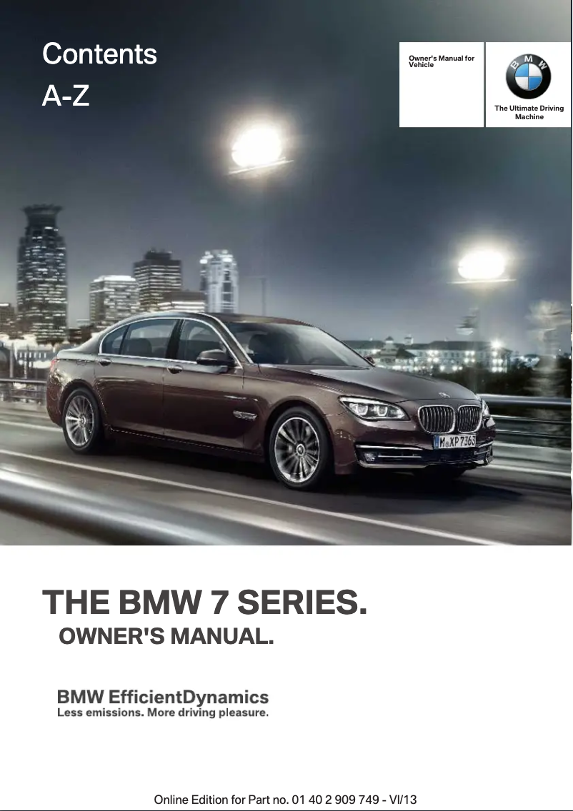 Page 1 de la notice Manuel utilisateur BMW 7 Series (2009)