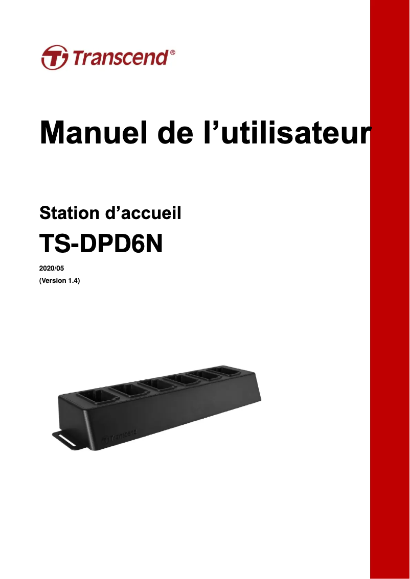 Page 1 de la notice Manuel utilisateur Transcend TS-DPD6N