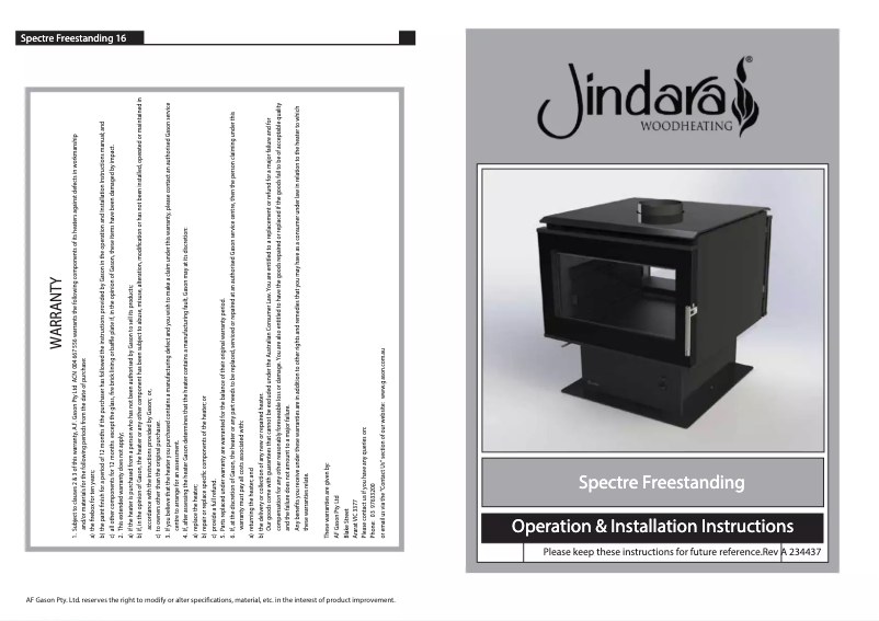 Page n°1 - Manuel utilisateur Jindara Spectre