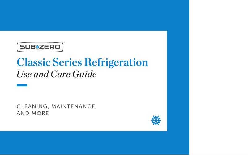 Page n°1 - Manuel d'utilisation et d'entretien Sub-Zero CL3050UG/O