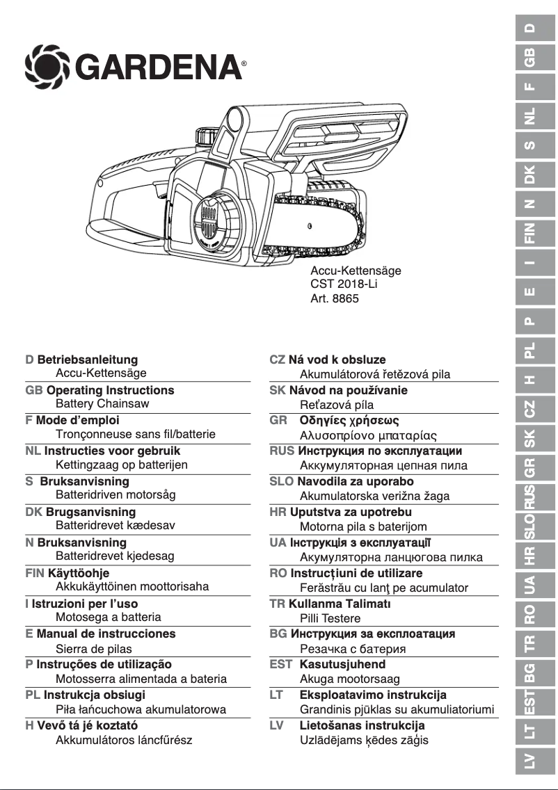 Page 1 of the manual User Manual Gardena CST 2018-Li