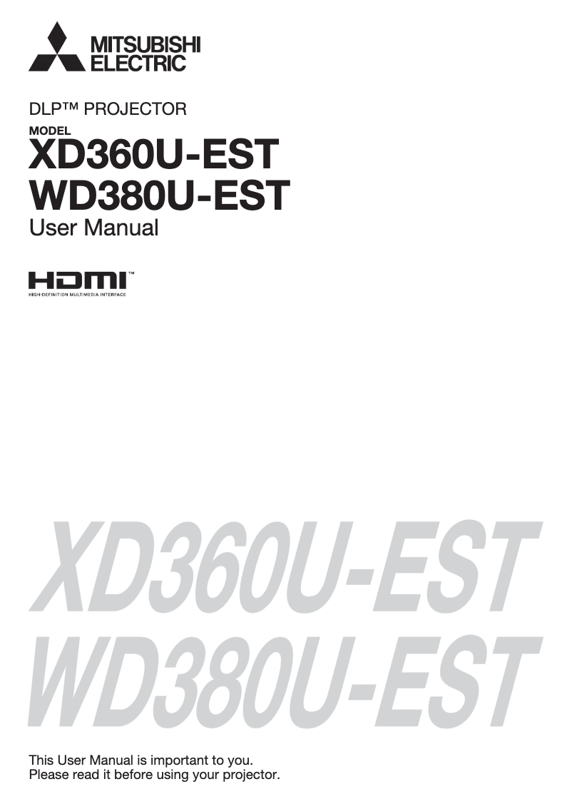 Page 1 de la notice Manuel utilisateur Mitsubishi WD380U-EST