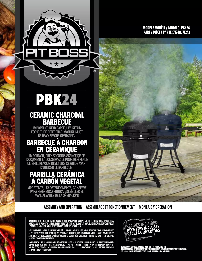 Page 1 de la notice Manuel utilisateur Pit Boss PBK24