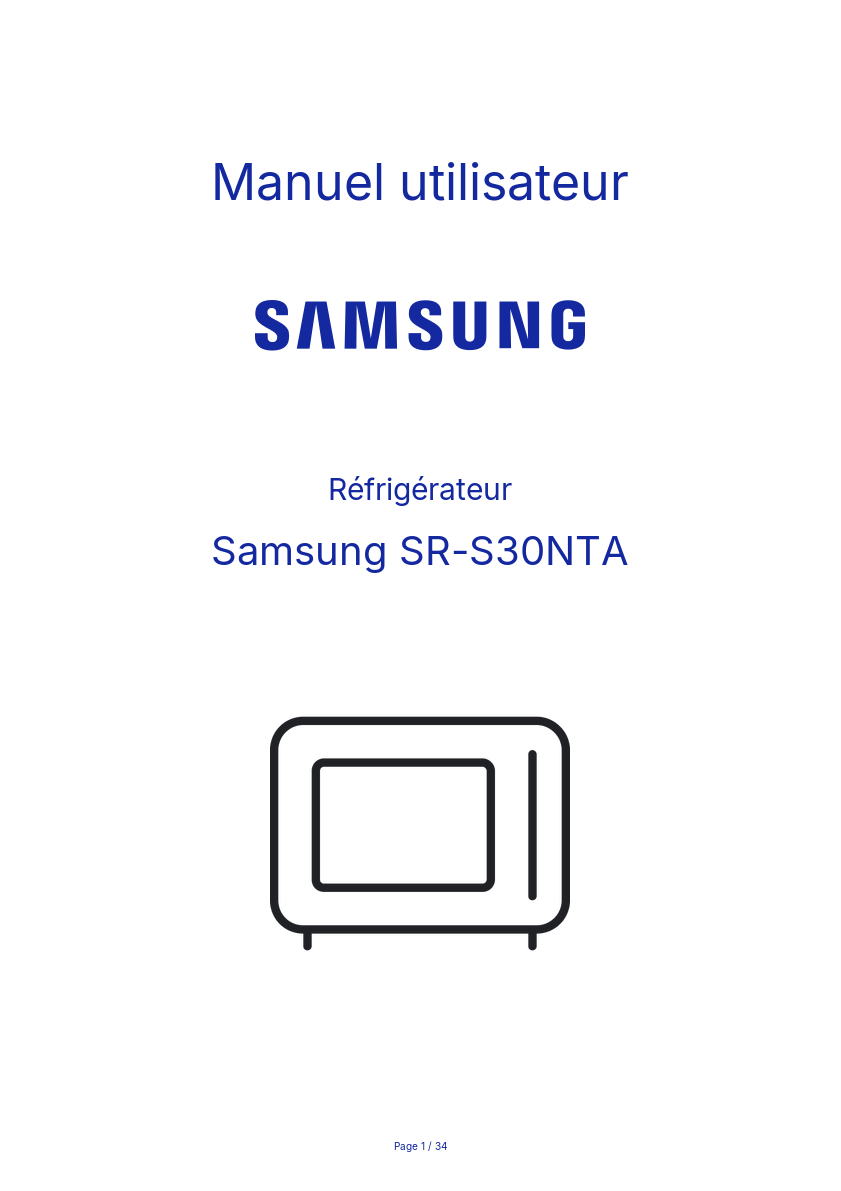 Image de la première page du manuel de l'appareil SR-S30NTA
