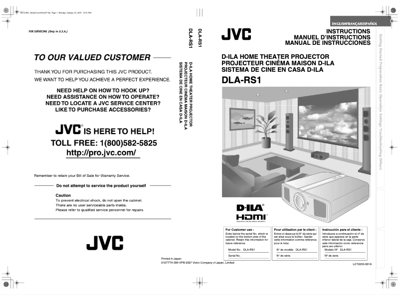 Page n°1 - Manuel utilisateur JVC DLA-RS1