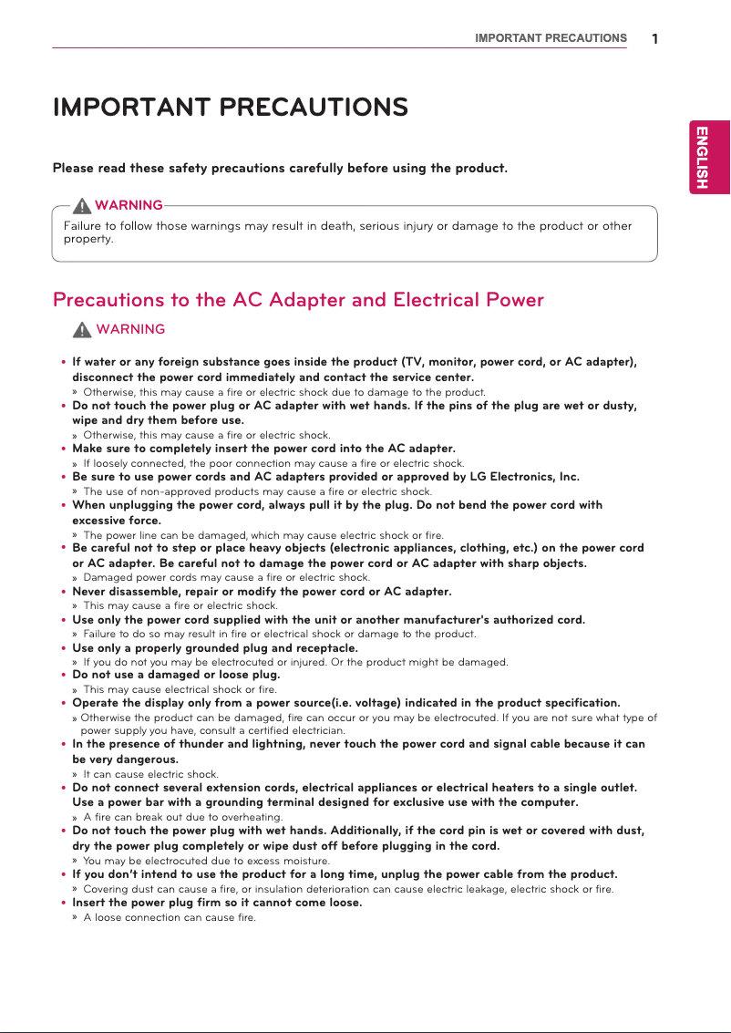 Page 1 de la notice Manuel utilisateur LG 24MB35DM-B