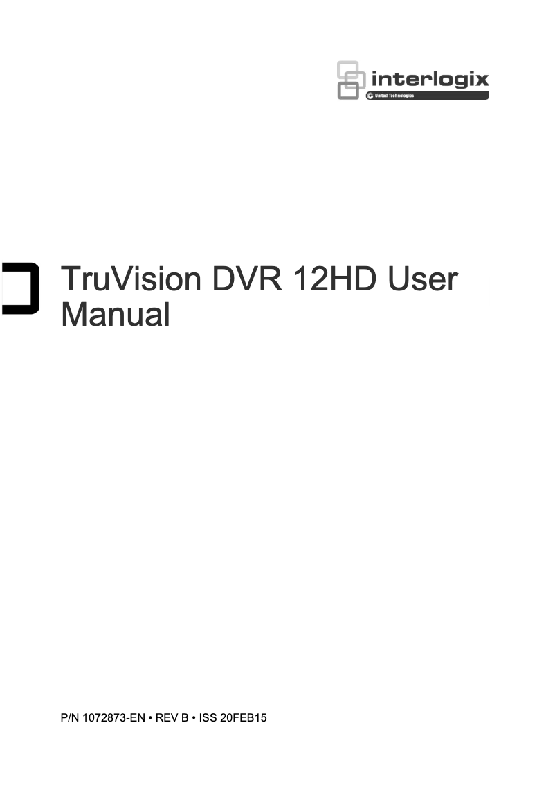 Page n°1 - Manuel utilisateur Interlogix TruVision TVR-1204HD-KB5