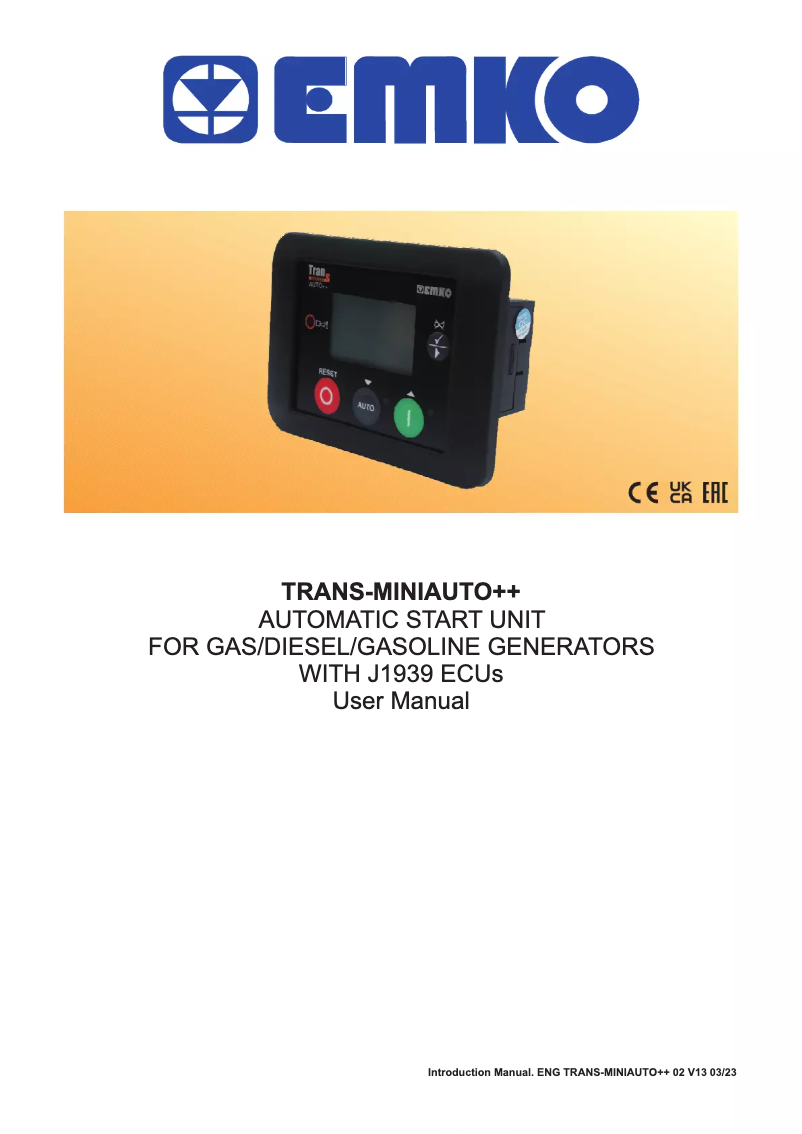 Page 1 de la notice Manuel utilisateur Emko Trans-MiniAUTO++