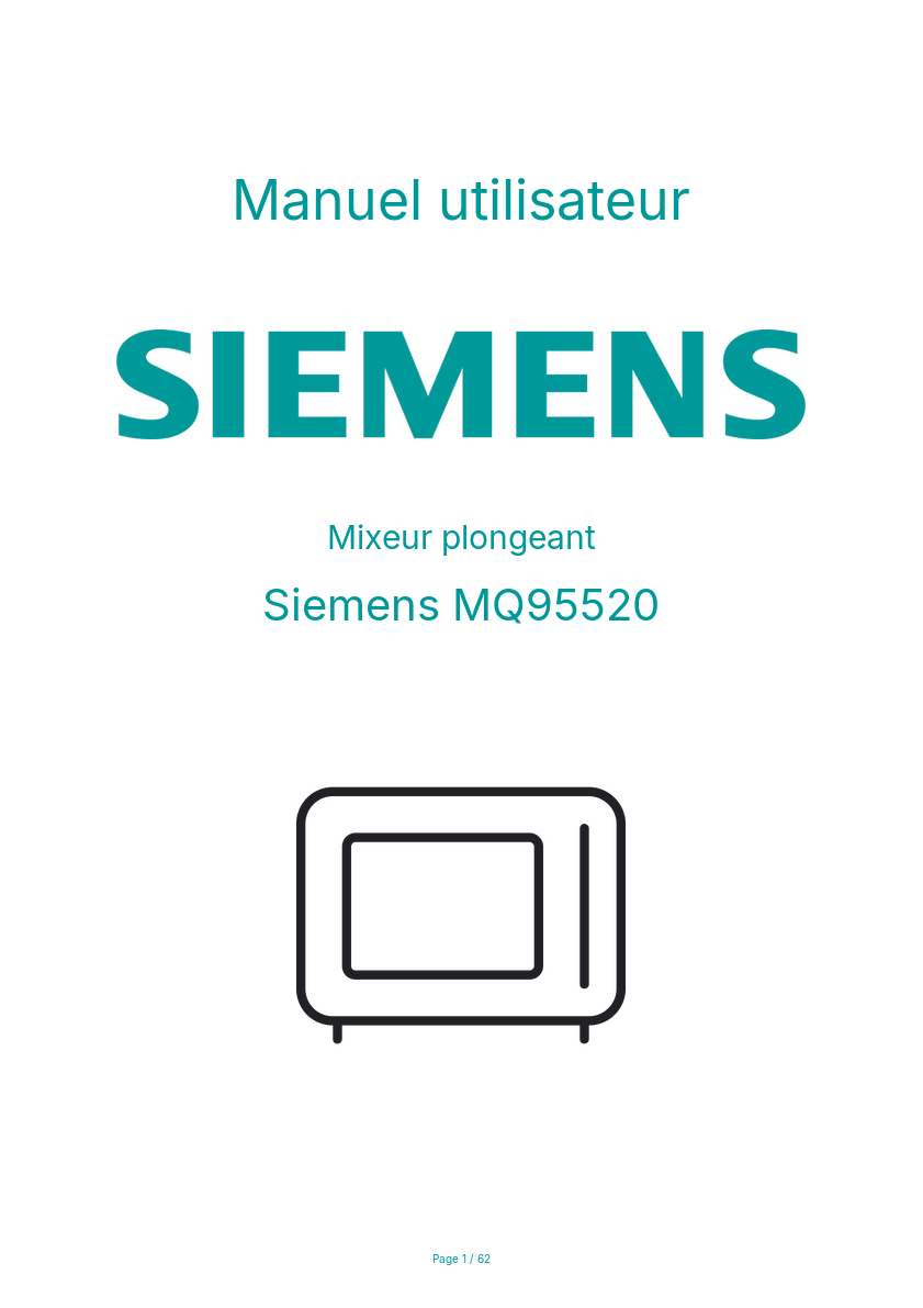 Page n°1 - Manuel utilisateur Siemens MQ95520