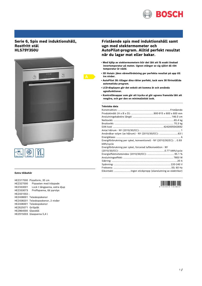 Page 1 de la notice Manuel utilisateur Bosch HLS79Y350U