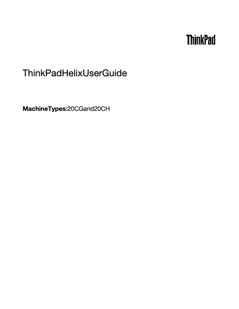 Page 1 de la notice Manuel utilisateur Lenovo ThinkPad Helix 20CH