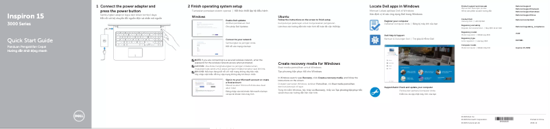 Page 1 de la notice Guide d'installation Dell Inspiron 3558