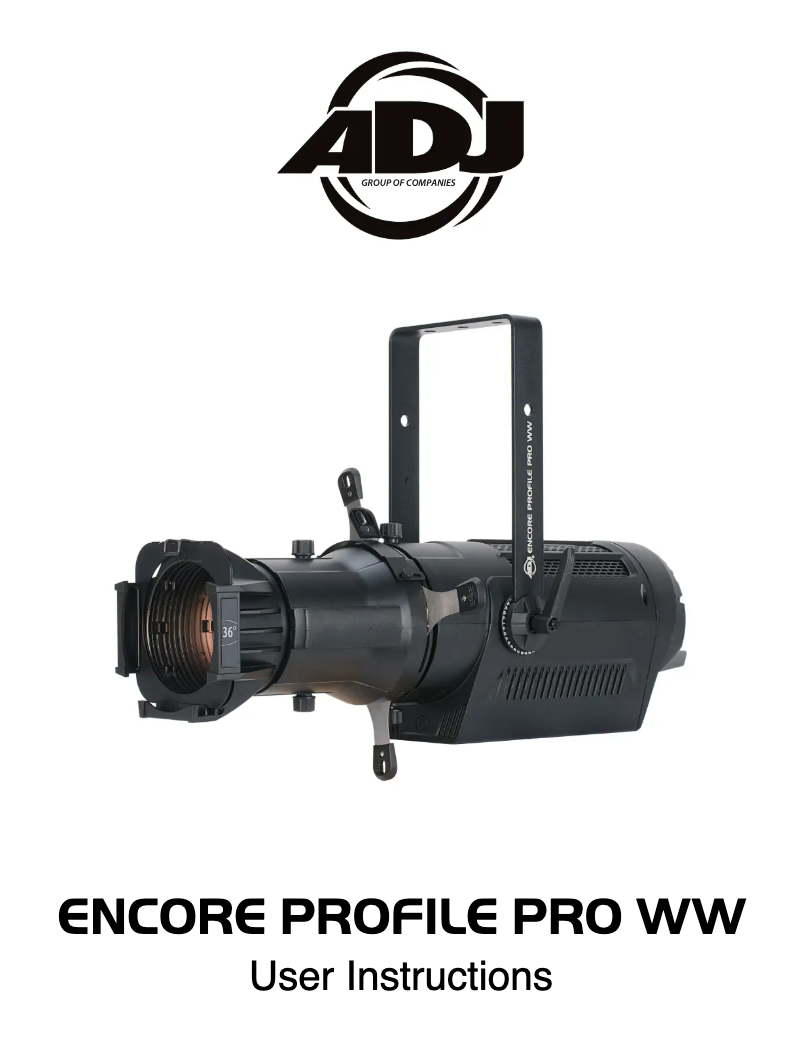 Image de la première page du manuel de l'appareil Encore Profile Pro WW