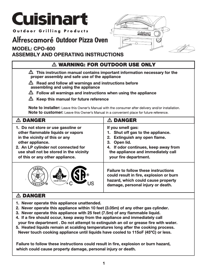 Page 1 de la notice Manuel utilisateur Cuisinart CPO-600