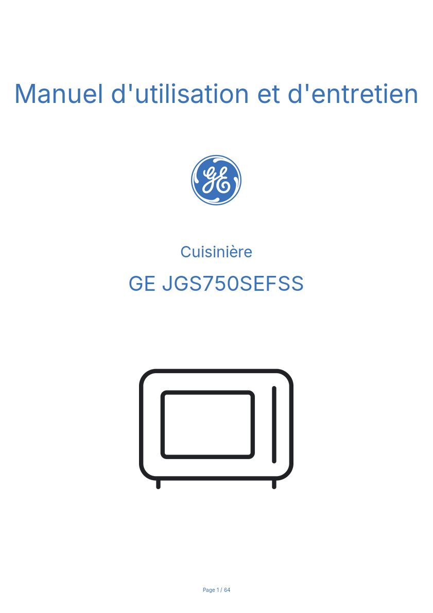Image de la première page du manuel de l'appareil JGS750SEFSS