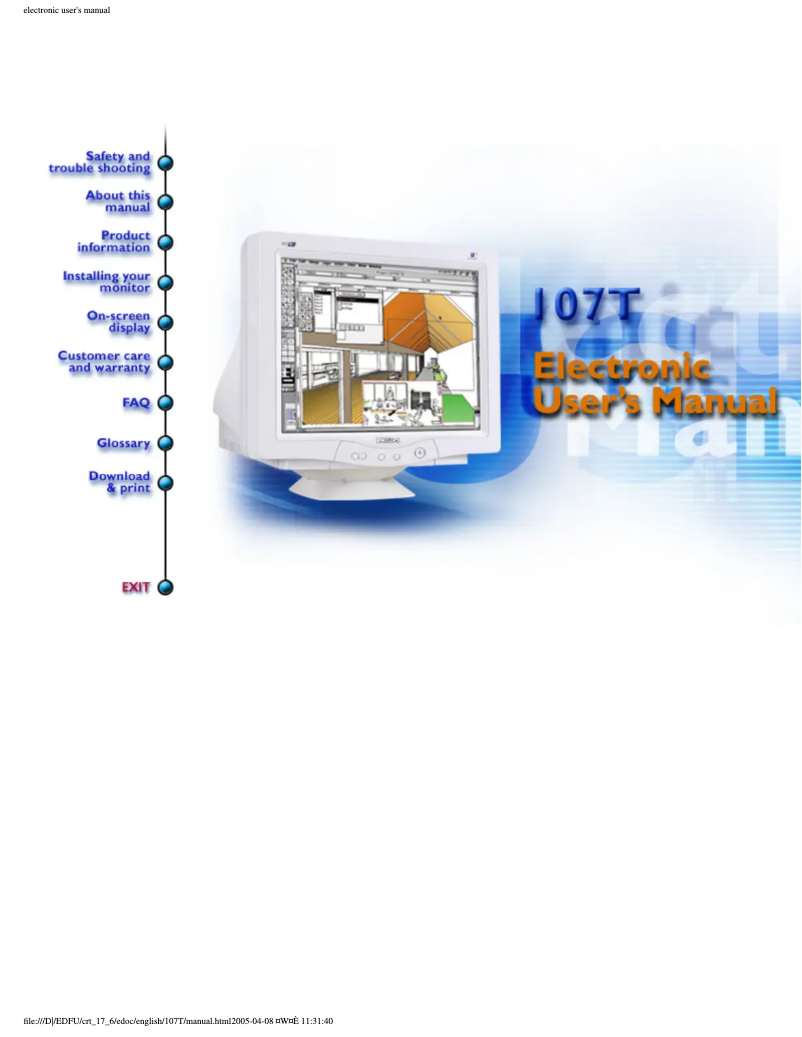 Page 1 de la notice Manuel utilisateur Philips 107T66