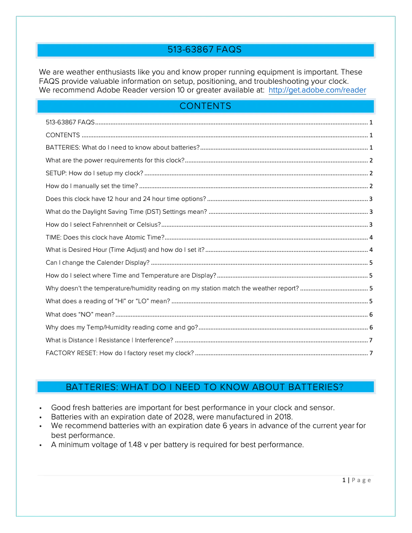 Page n°1 - FAQ La Crosse Technology 513-63867
