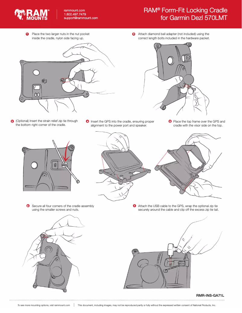 Page n°1 - Manuel utilisateur RAM Mount RAM-HOL-GA71LU