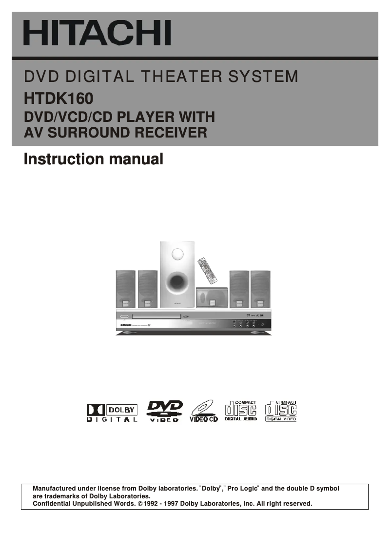 Page 1 de la notice Manuel utilisateur Hitachi HTD-K160