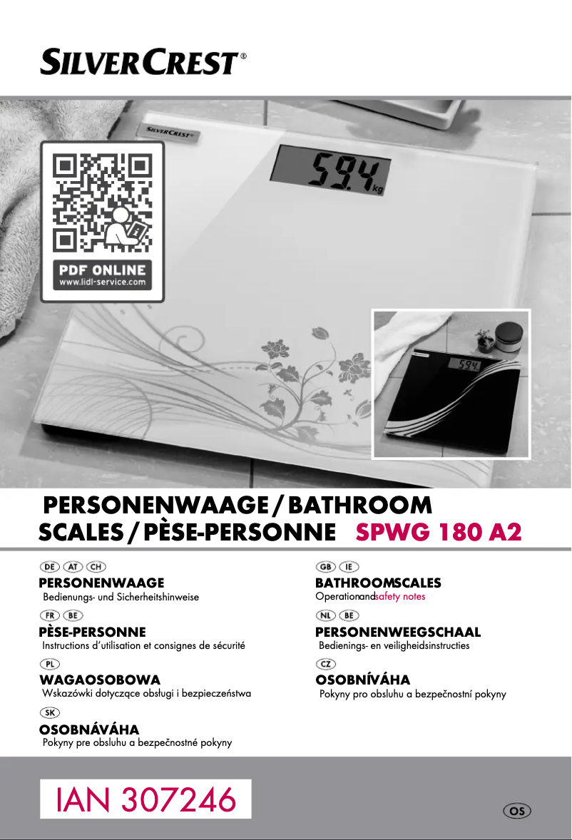 Page 1 de la notice Manuel utilisateur SilverCrest SPWG 180 A2