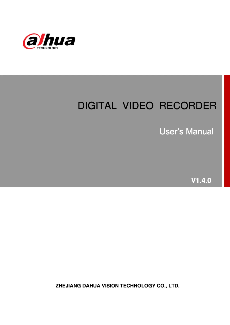 Page n°1 - Manuel utilisateur Dahua Technology XVR5104H-X-4P