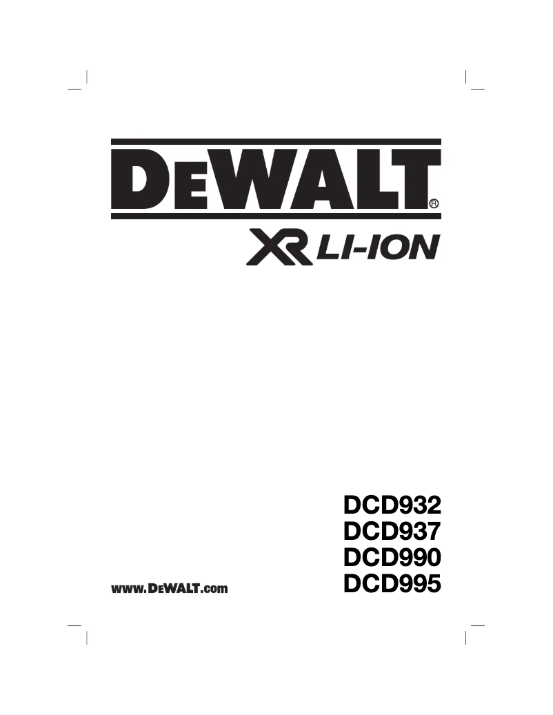 Page n°1 - Manuel utilisateur DeWalt DCD995