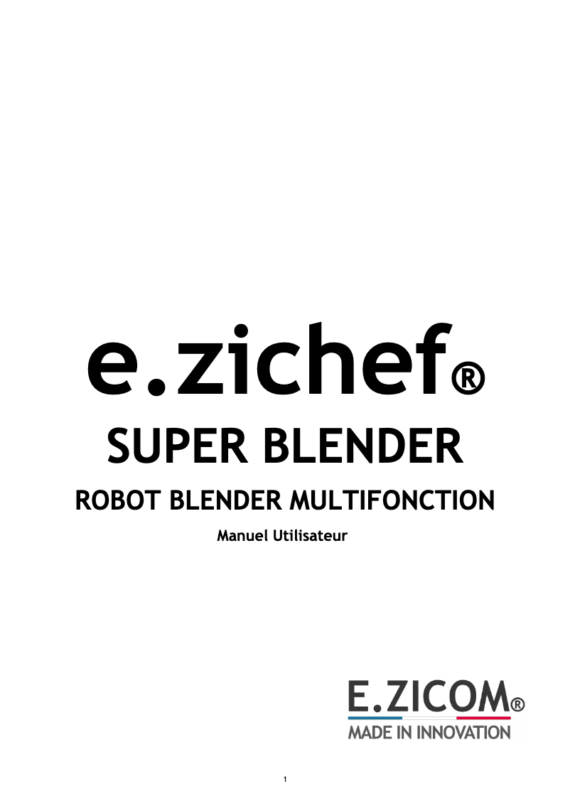 Image de la première page du manuel de l'appareil e.zichef Superior