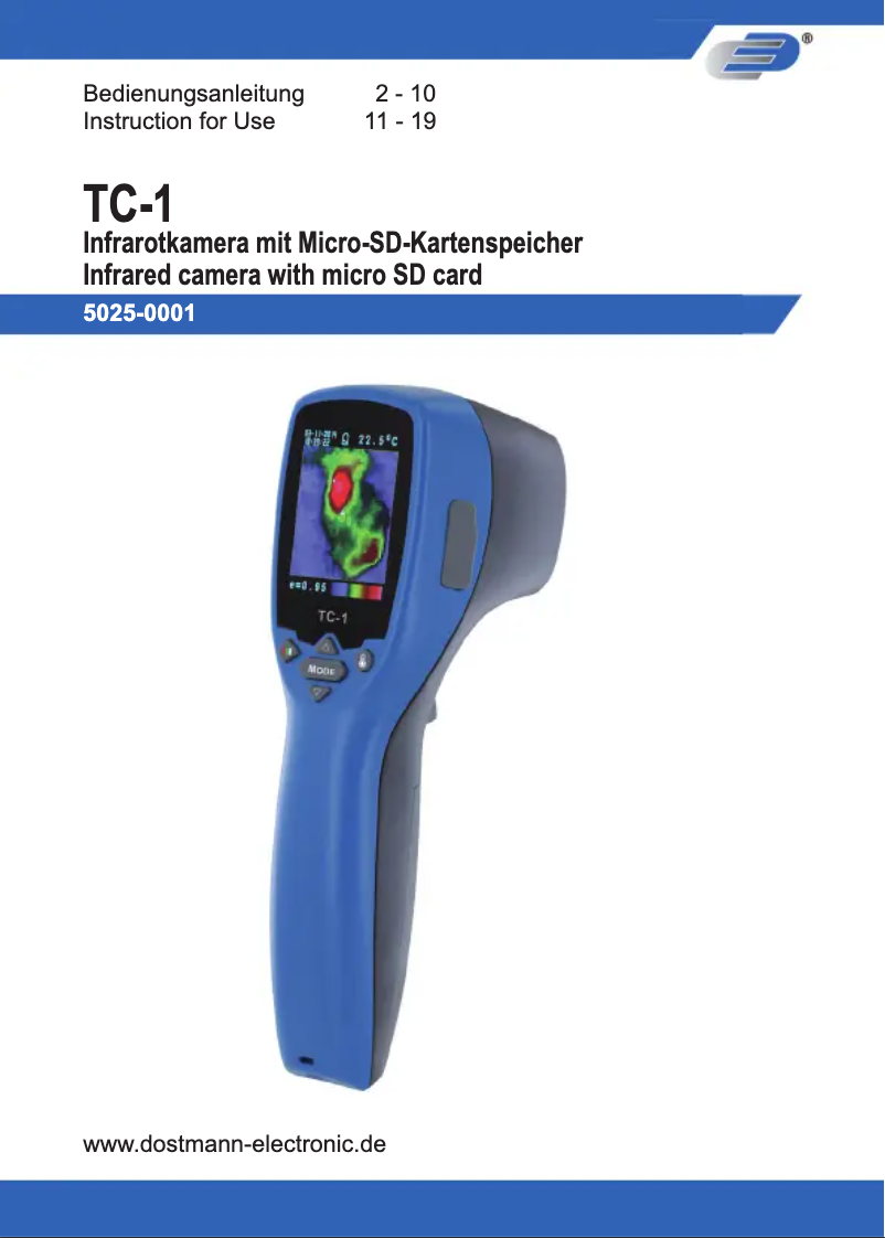 Page 1 de la notice Manuel utilisateur Dostmann Electronic TC-1