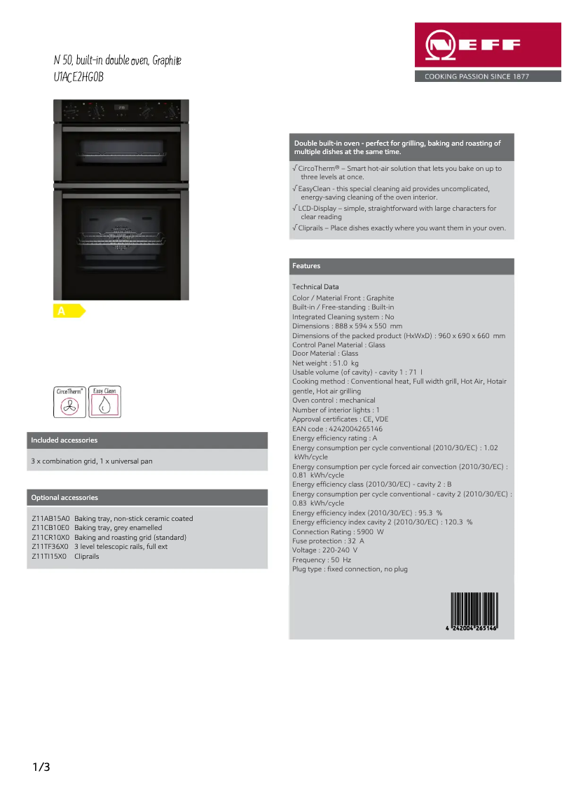 Image de la première page du manuel de l'appareil U1ACE2HG0B