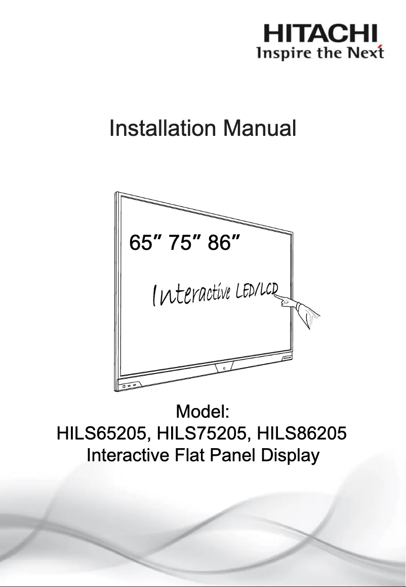 Page n°1 - Guide d'installation Hitachi HILS86205