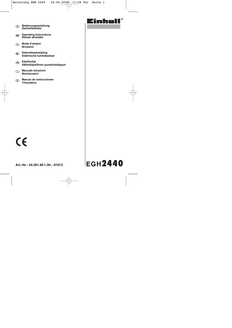 Image de la première page du manuel de l'appareil Royal EGH 2440